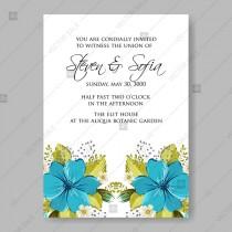 wedding photo -  Turquoise anemone floral wedding invitation vector card template floral design