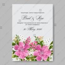 wedding photo -  Floral Wedding invitation vector card template pink anemone flower clip art thank you card