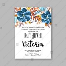 wedding photo -  Floral blue anemone Baby Shower Invitations