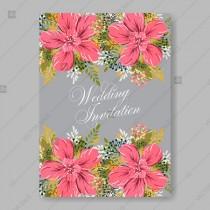 wedding photo -  Pink summer flowers on dark blue background vector wedding invitation template thank you card