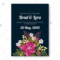 wedding photo -  Magenta Anemone tulip floral wedding invitation card printable template winter