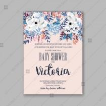 wedding photo -  Anemone Wedding Invitation Card Template Floral Bridal Wreath Bouquet with wight flowers, peony eucalyptus