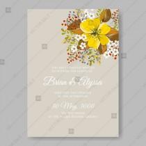 wedding photo -  Yellow anemone sunflower autumn floral wedding invitation vector template mothers day card