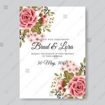 wedding photo -  Ranunculus rose red pink peony wedding invitation vector printable card template birthday card