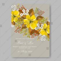 wedding photo -  Yellow anemone sunflower autumn floral wedding invitation vector template invitation template