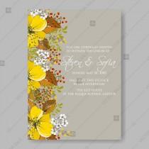 wedding photo -  Yellow anemone sunflower autumn floral wedding invitation vector template baby shower invitation