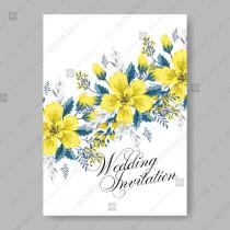wedding photo -  Yellow sunflower wedding invitation vector template anniversary invitation