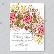wedding photo -  Ranunculus rose red pink peony wedding invitation vector printable card template anniversary invitation