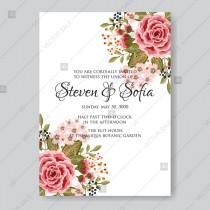 wedding photo -  Ranunculus rose red pink peony wedding invitation vector printable card template vector template