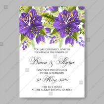 wedding photo -  Wedding invitation Violet hibiscus floral vector printable card template bridal shower invitation