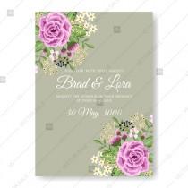 wedding photo -  Ranunculus rose purple peony wedding invitation vector template romantic invitation