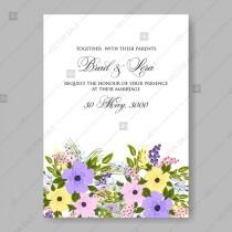 wedding photo -  Fine flowers yellow violet pink anemone wedding invitation vector cards decoration bouquet