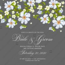 wedding photo -  Blue anemone vector wedding invitation printable template custom invitation