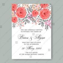 wedding photo -  Floral red rose ranunculus anemone wedding invitation invitation template