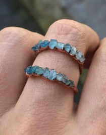 Gemstone Stacking Ring / Aquamarine Ring / Apatite Ring / Blue Crystal Ring / Raw Gemstone / March Birthstone Ring / Shaded / Gift For Wife wedding photo - Gemstone Stacking Ring / Aquamarine Ring / Apatite Ring / Blue Crystal Ring / Raw Gemstone / March Birthstone Ring / Shaded / Gift For Wife