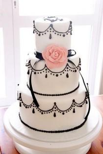 Black And White Tiered Cake wedding photo - Black And White Tiered Cake