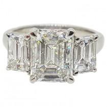 Rectangular 4.64 Carats Emerald Cut Three Stone Platinum Ring wedding photo - Rectangular 4.64 Carats Emerald Cut Three Stone Platinum Ring