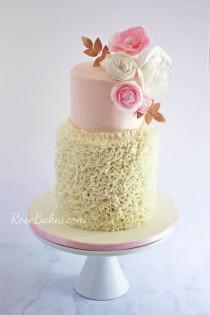 Buttercream Ruffles & Wafer Paper Flowers Cake wedding photo - Buttercream Ruffles & Wafer Paper Flowers Cake
