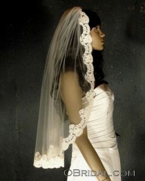 Fingertip Lace Veil - French Alencon Lace Tea Rose - Petite Fingertip Custom Veil wedding photo - Fingertip Lace Veil - French Alencon Lace Tea Rose - Petite Fingertip Custom Veil