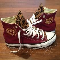 Customized Converse Sneakers- Wine/Cheetah Print wedding photo - Customized Converse Sneakers- Wine/Cheetah Print