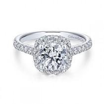 Platinum .66cttw Amavida Cushion Halo Diamond Engagement Ring Mounting With Ornate Gallery wedding photo - Platinum .66cttw Amavida Cushion Halo Diamond Engagement Ring Mounting With Ornate Gallery