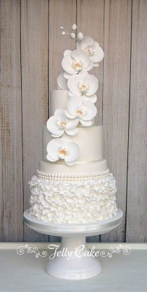wedding photo - Orchid Ruffles Wedding Cake