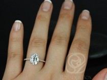 Rosados Box Blake 10x8mm 14kt Rose Gold Oval F1- Moissanite And Diamonds Cathedral Engagement Ring wedding photo - Rosados Box Blake 10x8mm 14kt Rose Gold Oval F1- Moissanite And Diamonds Cathedral Engagement Ring