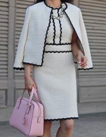 Scallop Tweed Dress, Polka Dots And Pop Of Pink wedding photo - Scallop Tweed Dress, Polka Dots And Pop Of Pink