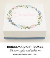 wedding photo - Handcrafted Bridesmaid Box In Light Blue Floral Themed #bridalshowergift #bridalshowerpresent #maidofhonorproposal #demoiselledhonneur #damadehonor 