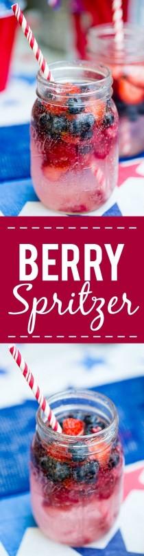 wedding photo - Patriotic Berry Spritzer - Fresh And Full Of Sweet Berries, This Berry Spritzer Is A Pretty And Refreshing Beverage That's Patriotic Too! Perfect F… 
