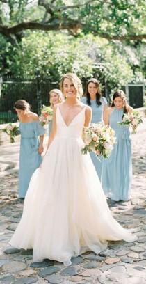 wedding photo - White A Line Brush Train Deep V Neck Sleeveless Layers Wedding Dress,Beach Wedding Dress W218
