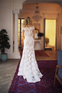 Detachable Train Wedding Dress Nektaria ,off The Shoulder Long Sleev Wedding Dress , Mermaid Lace Wedding Dress wedding photo - Detachable Train Wedding Dress Nektaria ,off The Shoulder Long Sleev Wedding Dress , Mermaid Lace Wedding Dress
