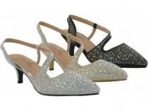 Ladies Womens New Prom Wedding Diamond Sandal Low Mid Kitten Heels Silver Gold wedding photo - Ladies Womens New Prom Wedding Diamond Sandal Low Mid Kitten Heels Silver Gold