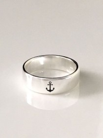 Anchor Sterling Silver Band Ring 4mm And 6mm Ring/925 Sterling Silver/Custom Personalized Engraved Ring/engraving Inside Sold Separately wedding photo - Anchor Sterling Silver Band Ring 4mm And 6mm Ring/925 Sterling Silver/Custom Personalized Engraved Ring/engraving Inside Sold Separately
