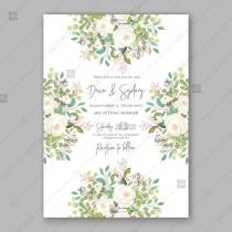 wedding photo -  Rose white greenery wedding background vector invitation template bridal shower invite baby birthday autumn