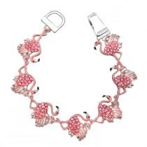 Pink Flamingo Rhinestone Enamel Magnetic Closure Silver Tone Bracelet wedding photo - Pink Flamingo Rhinestone Enamel Magnetic Closure Silver Tone Bracelet