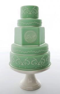 Monogramed Mint Green Wedding Cake By Anna Tyler Cakes (www.annatylercakes.co.uk) wedding photo - Monogramed Mint Green Wedding Cake By Anna Tyler Cakes (www.annatylercakes.co.uk)