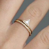 Wedding Ring Set, Triangle Cut Diamond Ring Set, Stacking Rings Set, Diamond Ring Set, Diamond Engagement Ring Set, Eternity Band Set wedding photo - Wedding Ring Set, Triangle Cut Diamond Ring Set, Stacking Rings Set, Diamond Ring Set, Diamond Engagement Ring Set, Eternity Band Set
