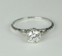 Simply Elegant Art Deco Engagement RIng wedding photo - Simply Elegant Art Deco Engagement RIng