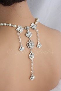 Backdrop Wedding Necklace Crystal Bridal Back Drop Necklace Statement Backdrop Necklace Wedding Jewelry BREA GRAND NECKLACE wedding photo - Backdrop Wedding Necklace Crystal Bridal Back Drop Necklace Statement Backdrop Necklace Wedding Jewelry BREA GRAND NECKLACE
