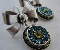 Aqua And Lime Bow Earrings By VashtiJewelry On Etsy, $25.00 wedding photo - Aqua And Lime Bow Earrings By VashtiJewelry On Etsy, $25.00
