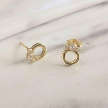 Diamond Stud Earrings, Diamond Crown Stud Earrings, 14K Gold Dainty Earrings, Delicate Everyday Diamond Earrings wedding photo - Diamond Stud Earrings, Diamond Crown Stud Earrings, 14K Gold Dainty Earrings, Delicate Everyday Diamond Earrings