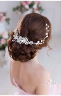 DIANTHE Crystal Wedding Hair Vine With Leaf Bridal Hair Comb wedding photo - DIANTHE Crystal Wedding Hair Vine With Leaf Bridal Hair Comb