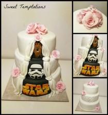 Star Wars Wedding Cake Wedding Cake With Little Surprise For The Husband On The Back. He Is A Big Star Wars Fan. wedding photo - Star Wars Wedding Cake Wedding Cake With Little Surprise For The Husband On The Back. He Is A Big Star Wars Fan.