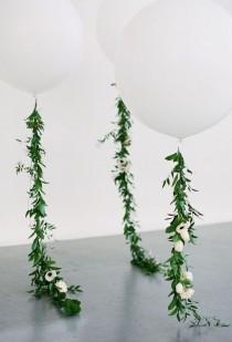 Perfect Option To Break Up The White Balloons And White Background With A Beautiful Pop Of Texture And Green. wedding photo - Perfect Option To Break Up The White Balloons And White Background With A Beautiful Pop Of Texture And Green.