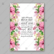 wedding photo -  Pink Hibiscus wedding invitation tropical floral card template Aloha Lauu custom invitation