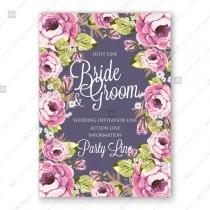 wedding photo -  Purple chrysanthemum peony wedding invitation vector floral background christening