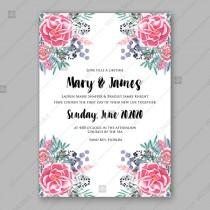 wedding photo -  Ranunculus pink watercolor wedding invitation vector template vector file