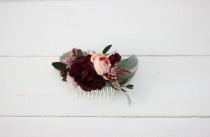 Burgundy flower comb Pink floral headpiece Bridal hair comb Flower accessories Bridesmaid Deep red Wedding hair piece Outdoor wedding wedding photo - Burgundy flower comb Pink floral headpiece Bridal hair comb Flower accessories Bridesmaid Deep red Wedding hair piece Outdoor wedding