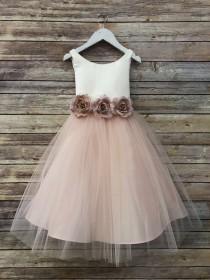 Tulle overlay Flower Girl Dress with Pin on Silk Flowers, Three colors available! wedding photo - Tulle overlay Flower Girl Dress with Pin on Silk Flowers, Three colors available!